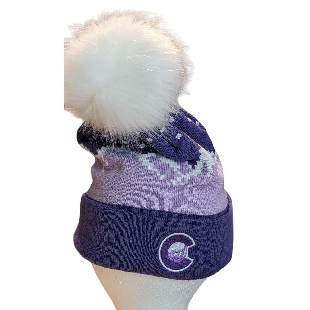 COLORADO! Boco Gear Sherpa Gear Lambs Wool Made in Nepal Purple Pom Pom Beanie